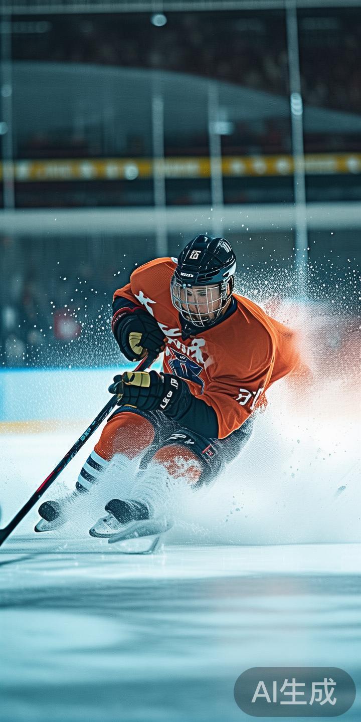 在冰球比赛中，突破是连接防守与攻击的桥梁。一个熟练